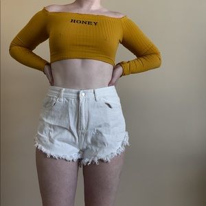 SHEIN Honey Yellow Long Sleeve Crop Top NWOT